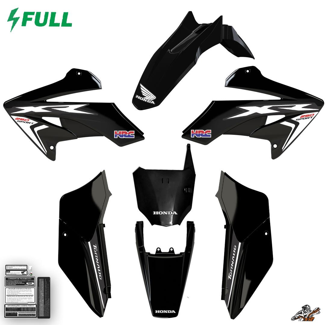 KIT PLASTICO SPORT TORNADO XR250 COM NUMBER PLATE AMX COM ADESIVOS