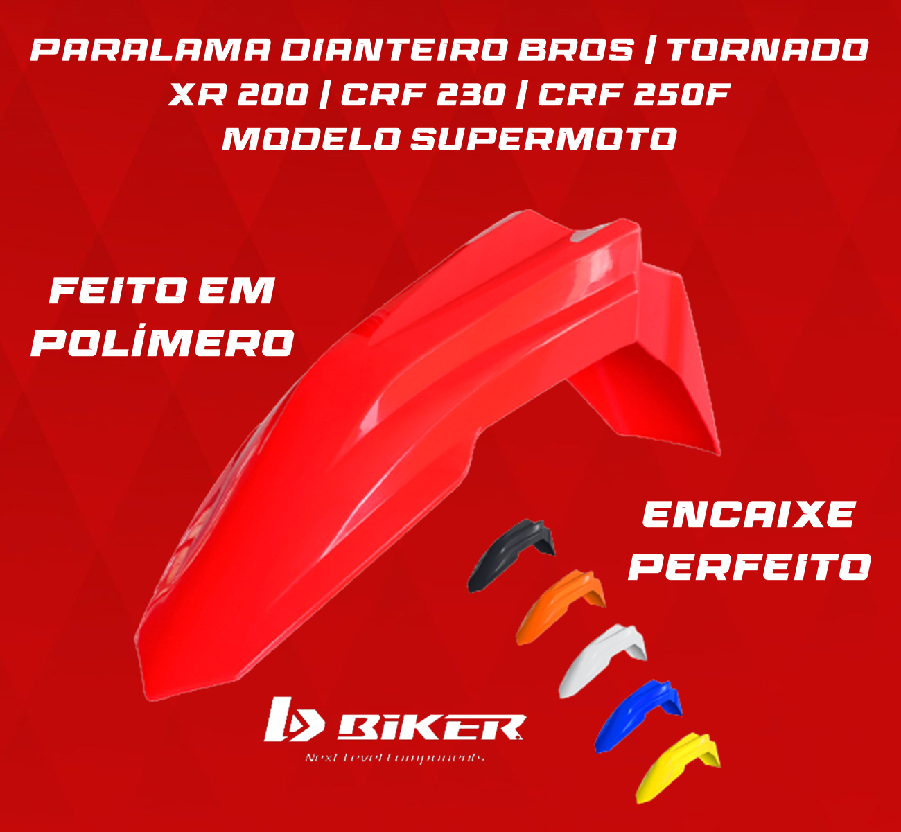 PARALAMA DIANTEIRO SUPERMOTO BROS/TORNADO/XR200/CRF230F/CRF250F BIKER