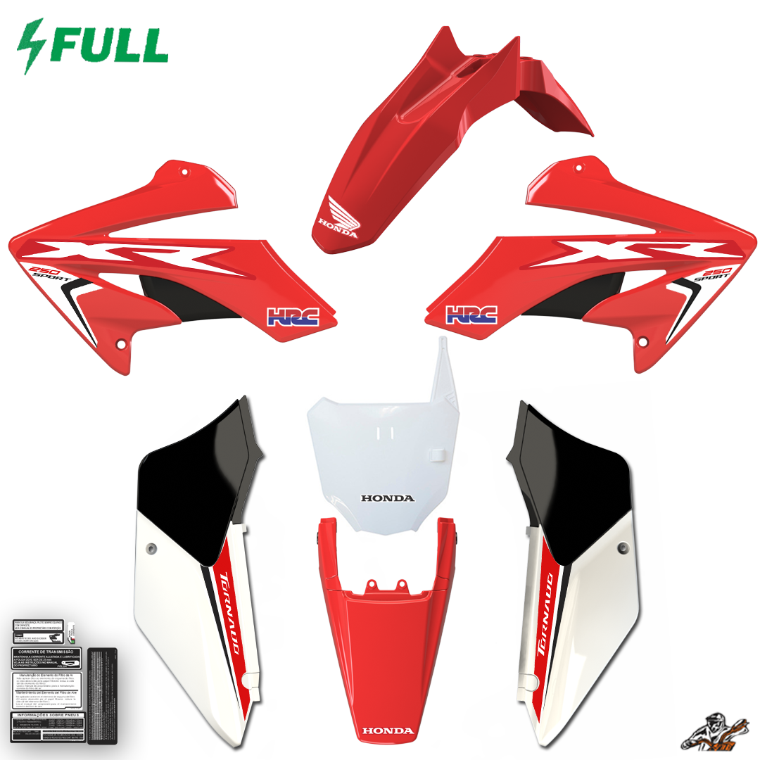 KIT PLASTICO SPORT TORNADO XR250 COM NUMBER PLATE AMX COM ADESIVOS