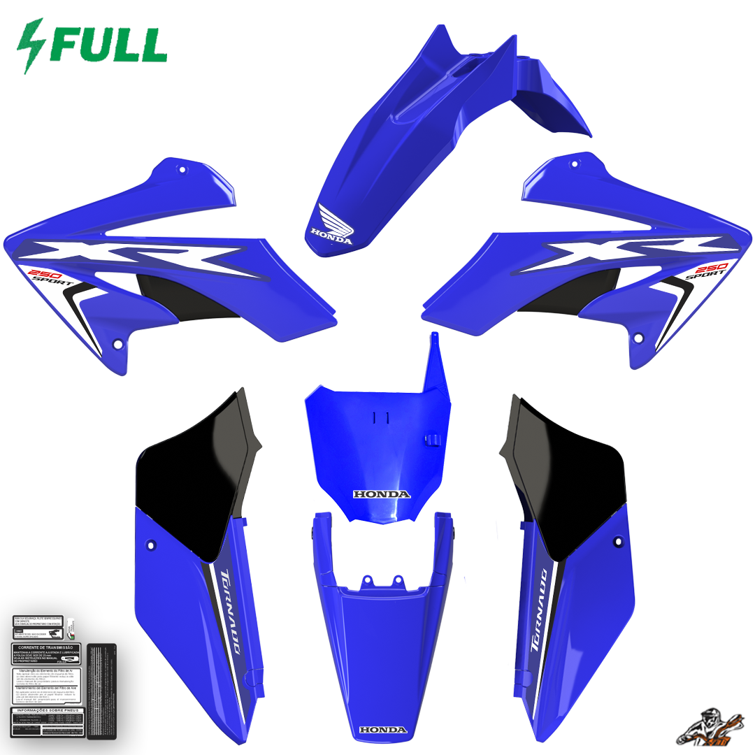 KIT PLASTICO SPORT TORNADO XR250 COM NUMBER PLATE AMX COM ADESIVOS